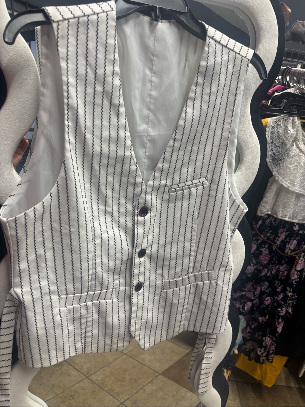 Men's White Pinstripe Waistcoat Vest - Tailored Formal Style